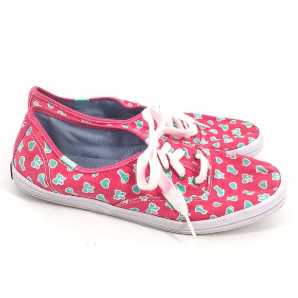 Keds Taylor Swift Heart Print Canvas Shoes Size 8.5 Womens Pink Teal Green - Picture 1 of 8